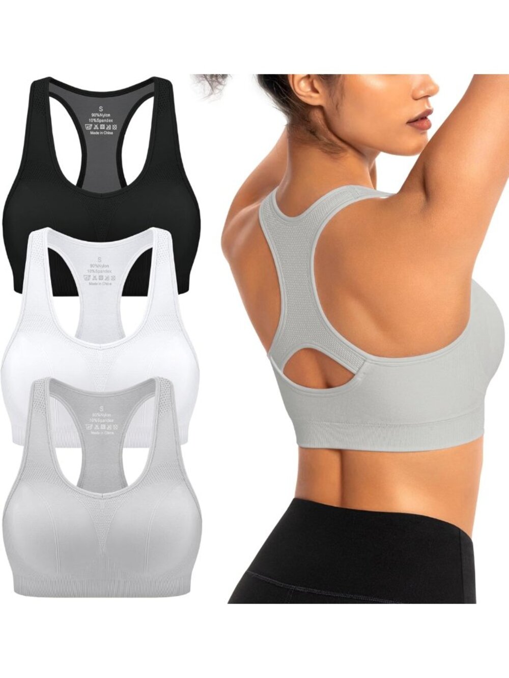 Padded Racerback Sports Bra for Women - Breathable Medium Support for Yoga & Gym